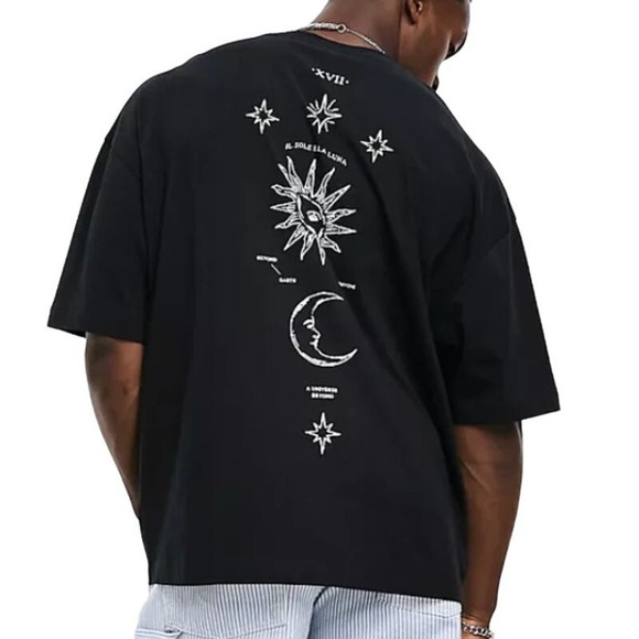 ASOS Other - ASOS Design Oversized T-Shirt in Black with Celestial Spine Print, Size XS​​​​​